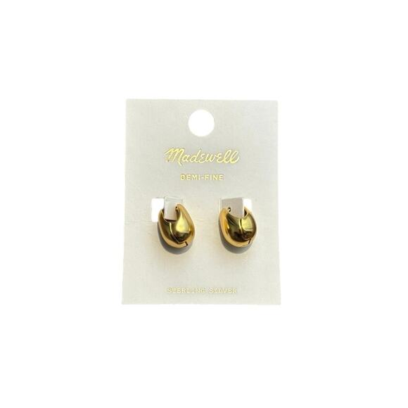 NWT Madewell Droplet Huggie Hoop Earrings In Vintage Gold - Picture 3 of 6